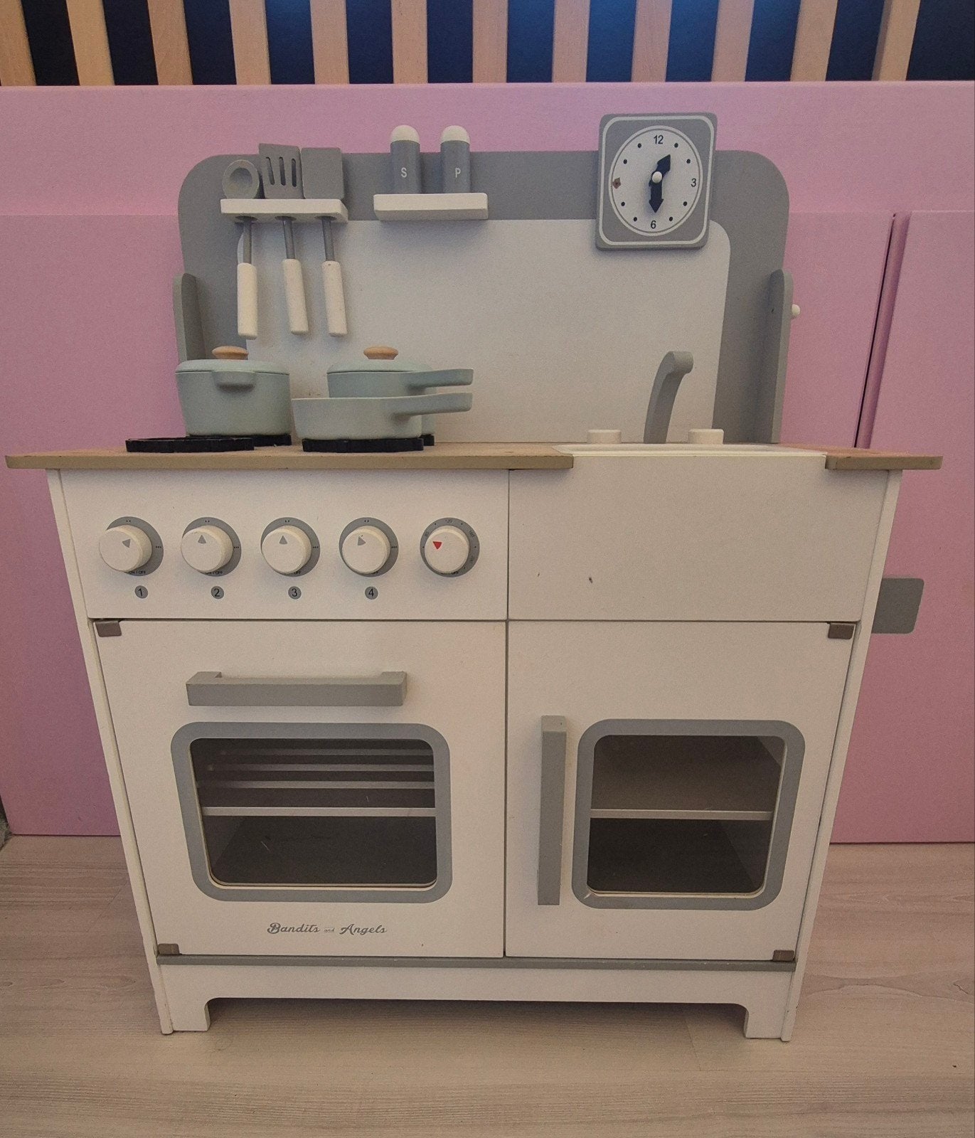 Houten speelkeuken met accessoires (hout en plastic), Ophalen, Gebruikt, Ontdekken