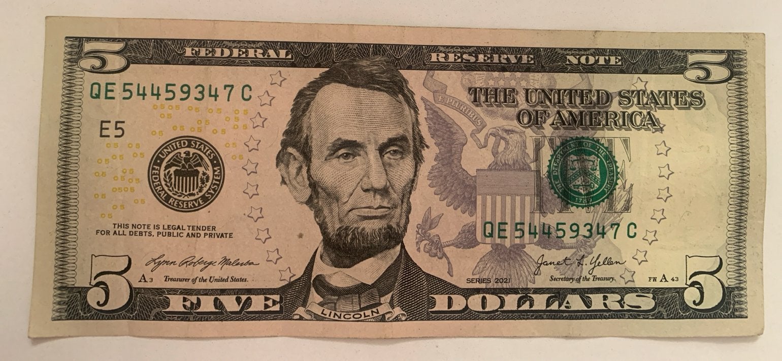 Amerikaanse 5 dollar biljet - Abraham Lincoln, Ophalen of Verzenden, Noord-Amerika, Losse munt