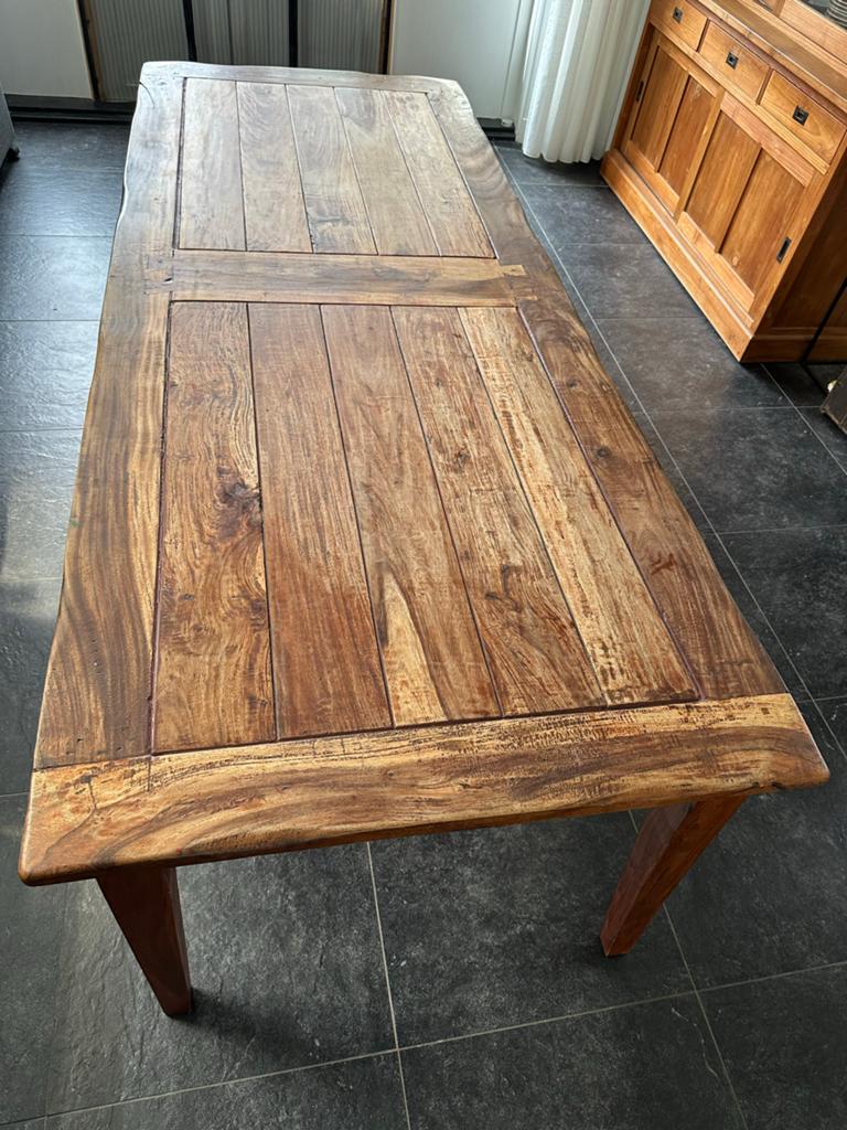 Robuuste houten eettafel - Landelijke stijl, Huis en Inrichting, Tafels | Eettafels, Ophalen, Gebruikt, 200 cm of meer, 50 tot 100 cm