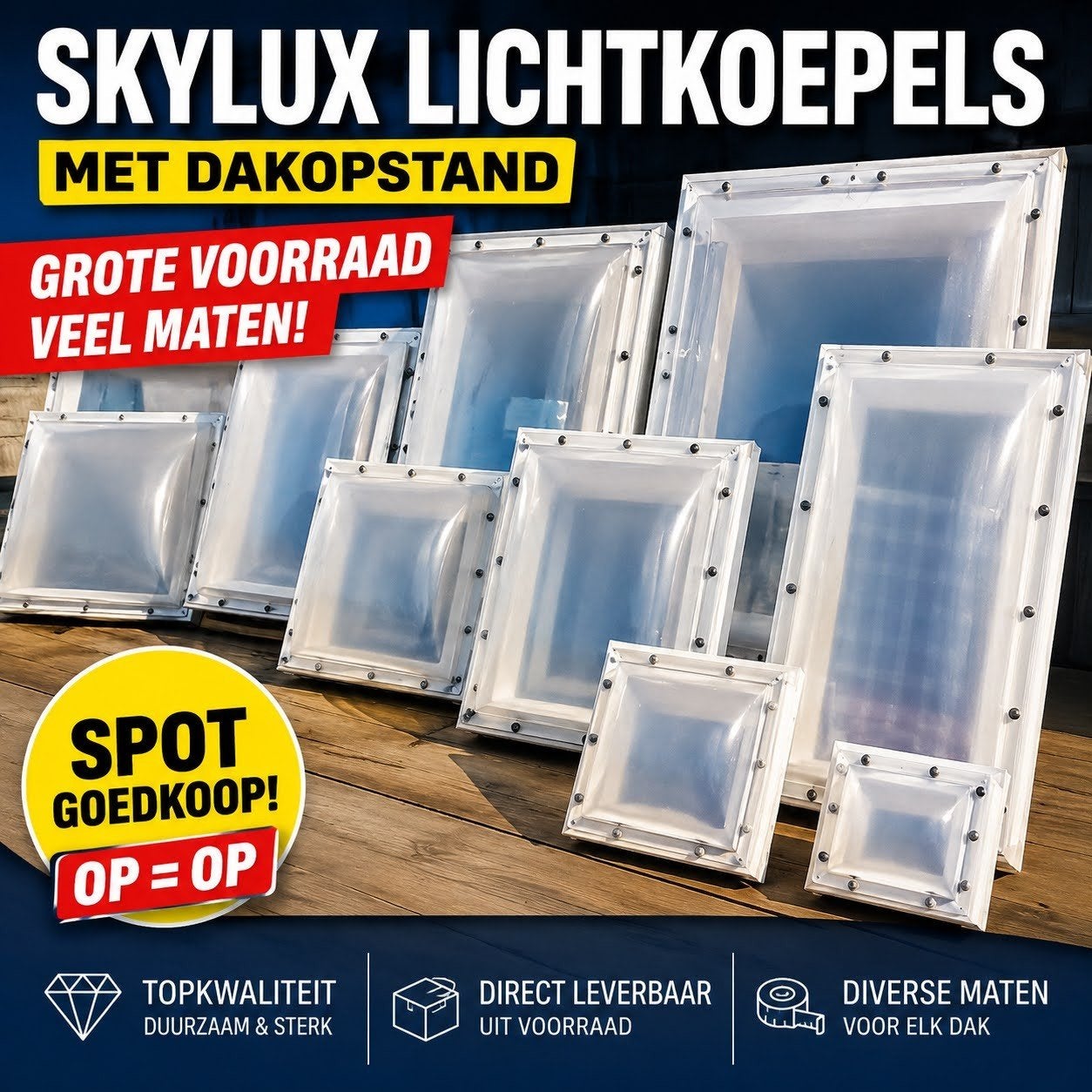 Skylux Lichtkoepels met Dakopstand – SPOTGOEDKOOP!, Ophalen, Gevelraam of Ruit, Nieuw, 160 cm of meer