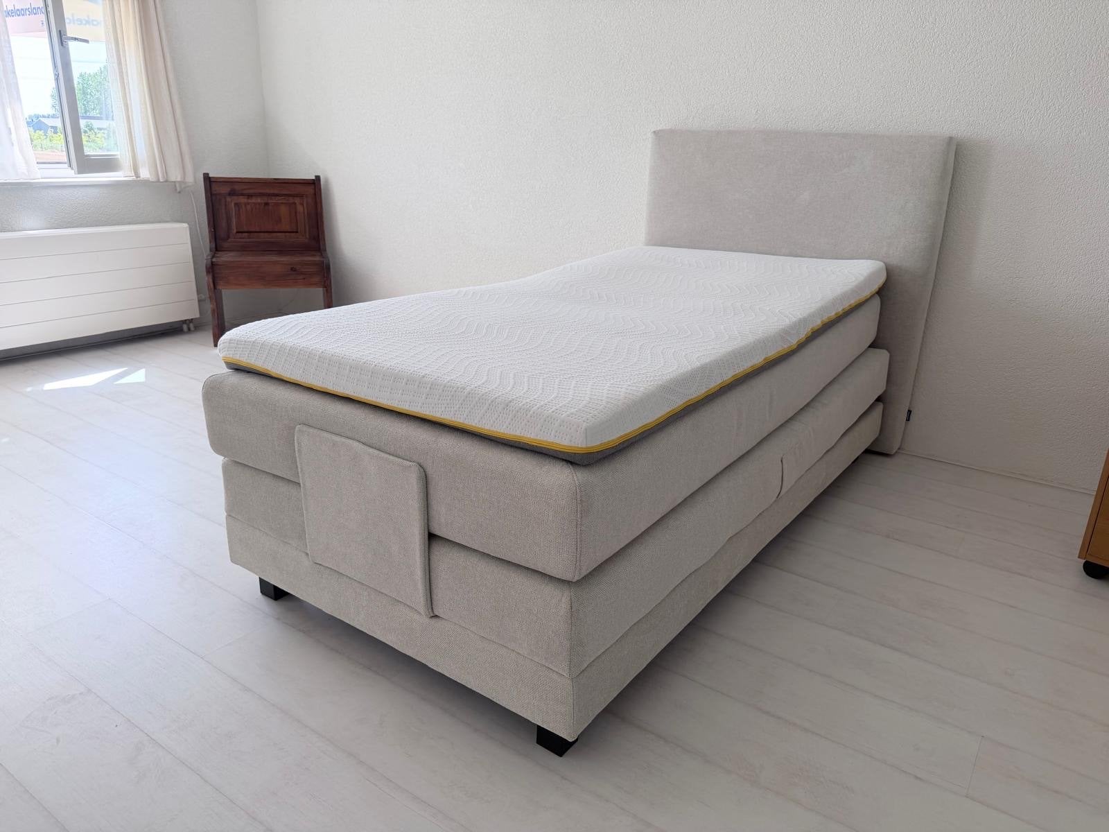 Elektrisch verstelbare eenpersoons boxspring met kopschot, Ophalen, Eenpersoons, Overige maten, 200 cm