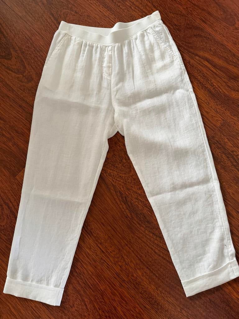 Rosso35 linnen pantalon offwhite maat S, Kleding | Dames, Wit, Ophalen of Verzenden, Zo goed als nieuw, Driekwart