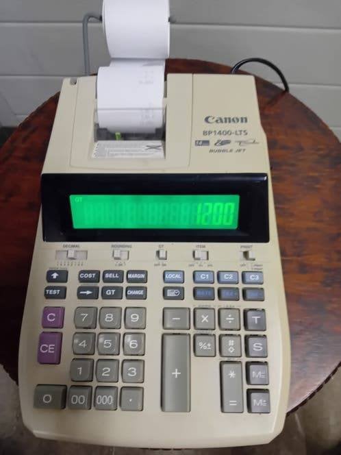 Vintage rekenmachine merk canon BP 1400 - lts, Ophalen of Verzenden, Gebruikt