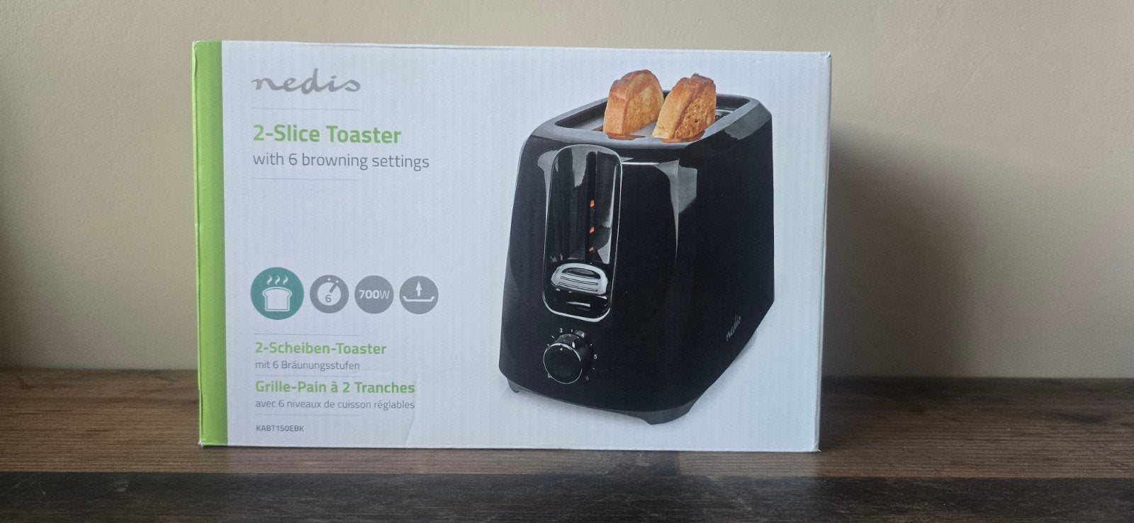 Nedis 2-Slice Toaster met 6 bruiningsstanden - Nieuw in doos, Ophalen of Verzenden, Nieuw