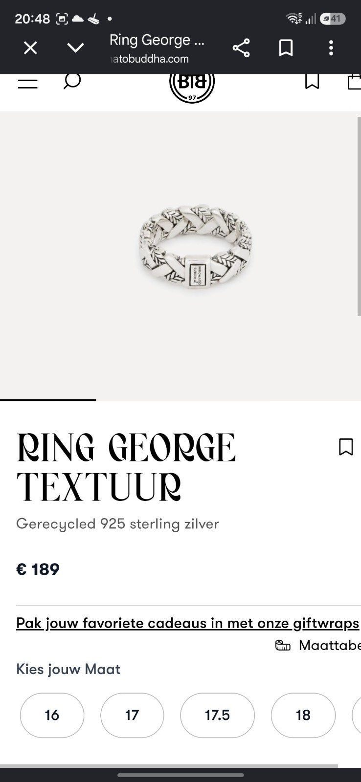 Buddha to Buddha George Ring - Zilveren Textuur Ring, 19 tot 20, Ophalen of Verzenden, Zo goed als nieuw, Dame of Heer