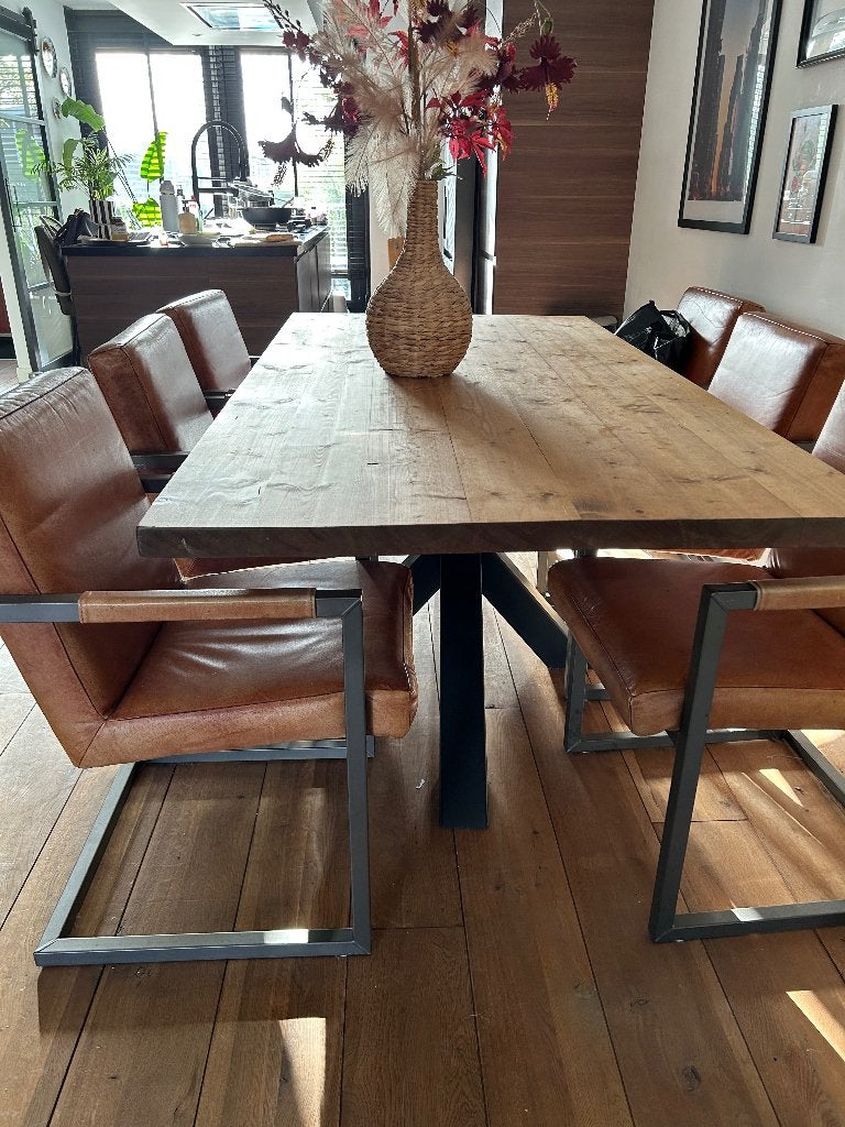 Eetkamertafel met 6 stoelen, Huis en Inrichting, Ophalen, Gebruikt, 200 cm of meer, 50 tot 100 cm