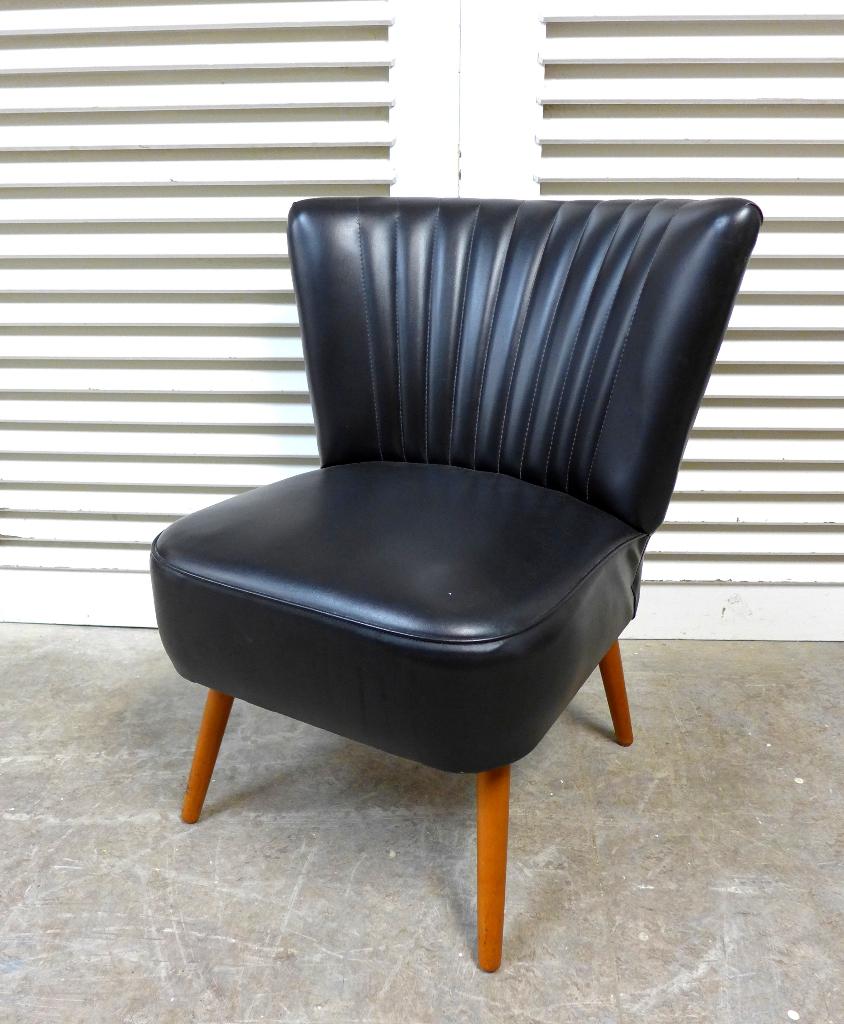 Mooi zwart vintage retro club stoeltje, Zwart, Onbekend, Zo goed als nieuw, Onbekend