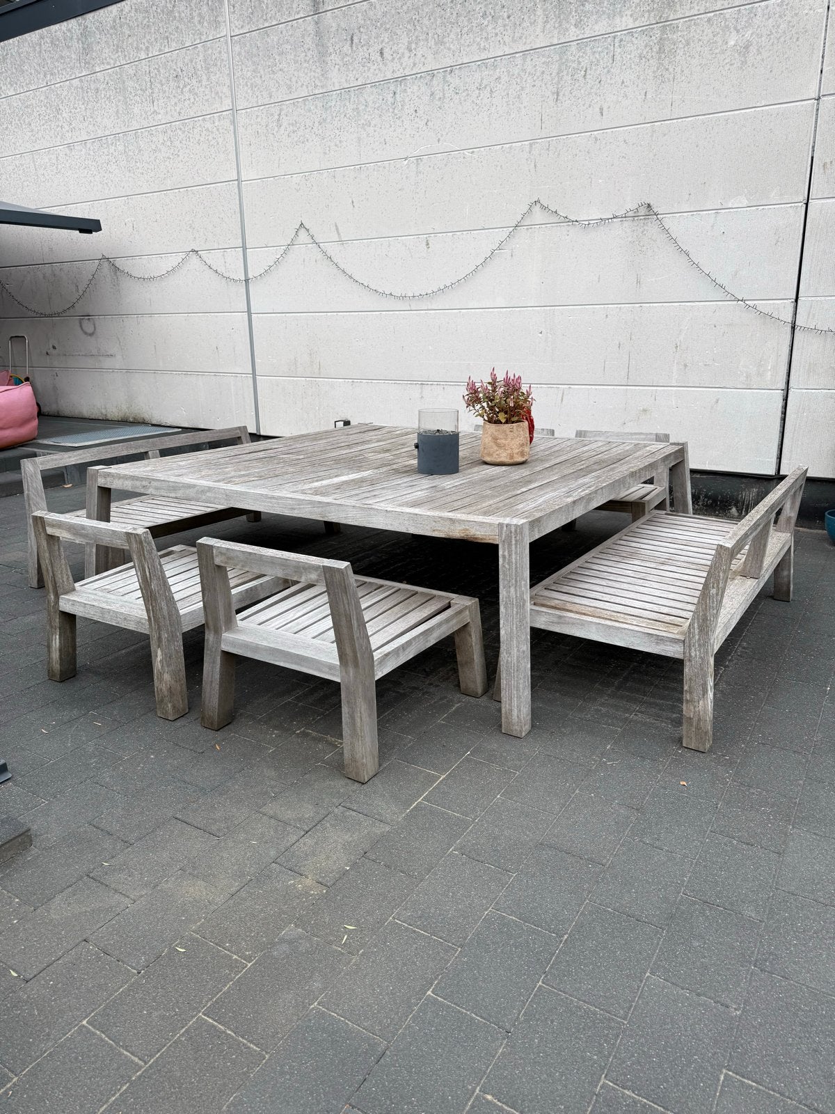 Piet Boon Anne square 230 x 230 high tafel, Ophalen, Gebruikt, Eettafel, Teakhout