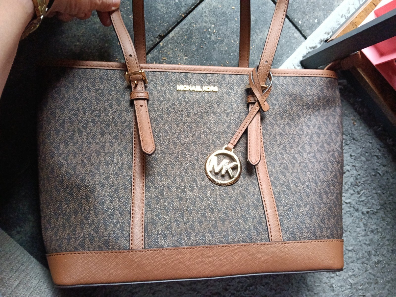 Michael Kors Jet Set Travel Tote Tas Bruin, Ophalen of Verzenden, Zo goed als nieuw, Bruin, Shopper