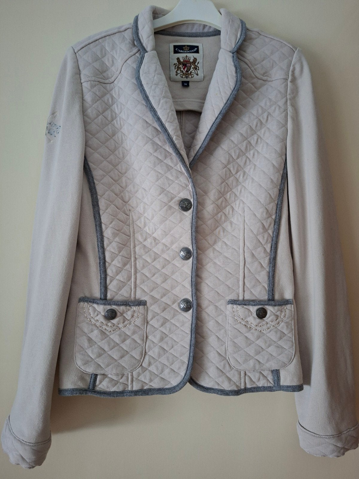 L' Argentina dames colbert, Kleding | Dames, Jasjes, Kostuums en Pakken, Zo goed als nieuw, Maat 36 (S), Beige, Ophalen of Verzenden
