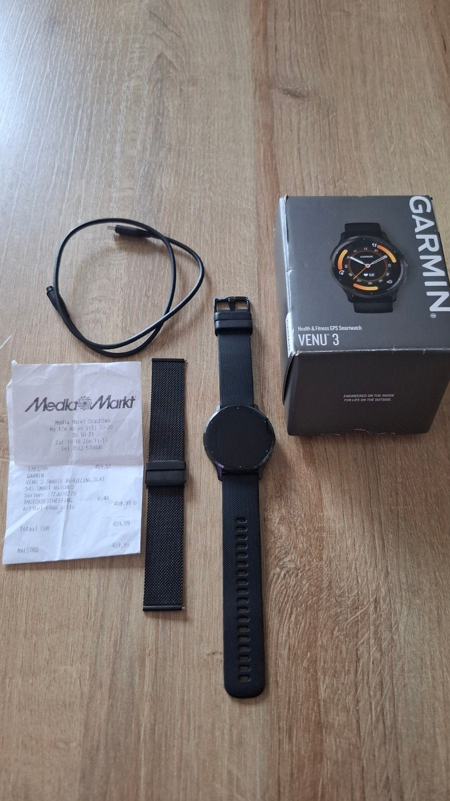 Garmin Venu 3 45mm zwart, Gebruikt, Zwart, Garmin, Ophalen of Verzenden