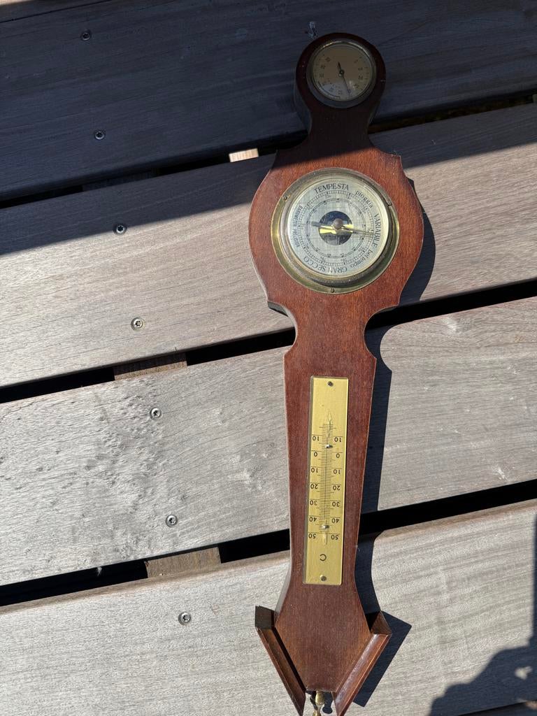 Antiek Italiaans Weerstation - Barometer & Thermometer, Ophalen of Verzenden, Gebruikt, Weerstation