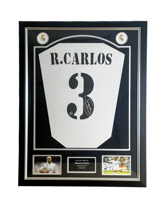 Roberto Carlos Signed Real Madrid CF Jersey Premium Frame, Verzamelen, Buitenlandse clubs, Shirt, Ophalen of Verzenden, Zo goed als nieuw