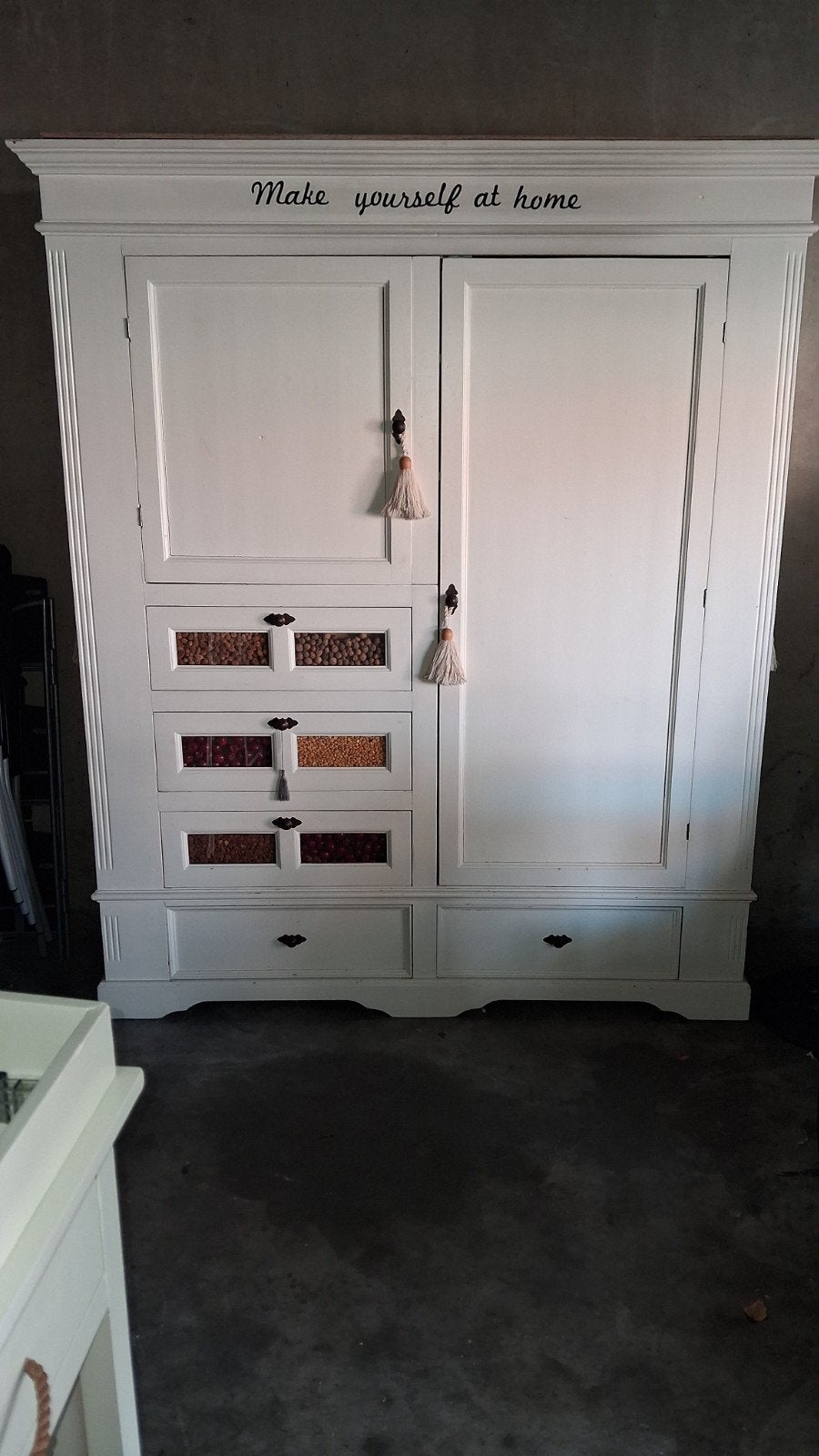 grenen jachtkast wit geschilderd, Ophalen, Gebruikt, 105 cm of meer, 100 cm of meer