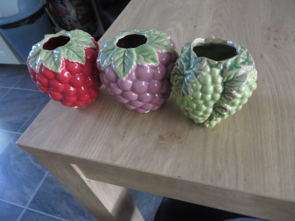 3 speciale bloemenvaasjes vaasjes van tuincentrum  bosrand, Ophalen of Verzenden, Zo goed als nieuw, Steen/keramiek, 12 cm