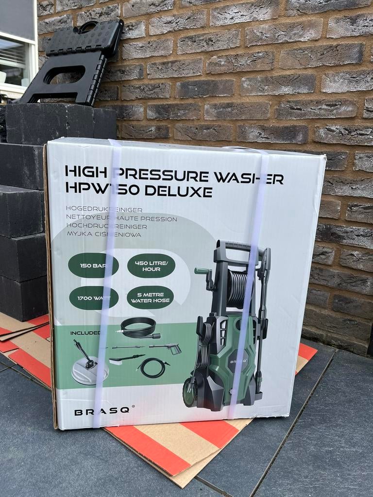 Te koop: Hogedrukreiniger BRASQ HPW150 Deluxe, Tuin en Terras, Hogedrukreinigers, Ophalen of Verzenden, Nieuw, Elektrisch, Met regelbare waterdruk