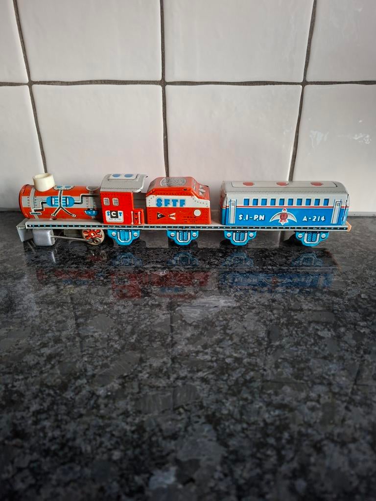 Vintage zgan blikken wrijvings trein, Antiek en Kunst, Ophalen of Verzenden