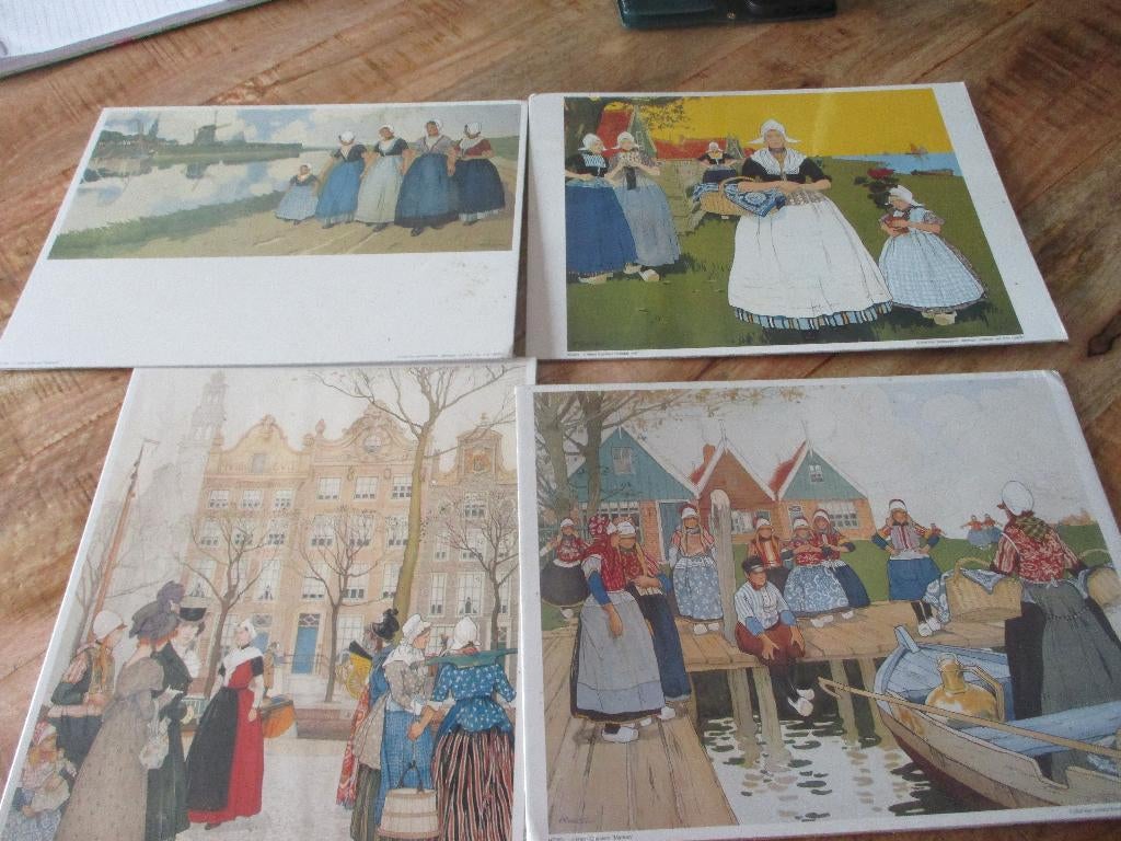 4 x Vintage Lithografie (Henry Cassiers)v.a 25,00e, Antiek en Kunst, Ophalen of Verzenden, Overige technieken