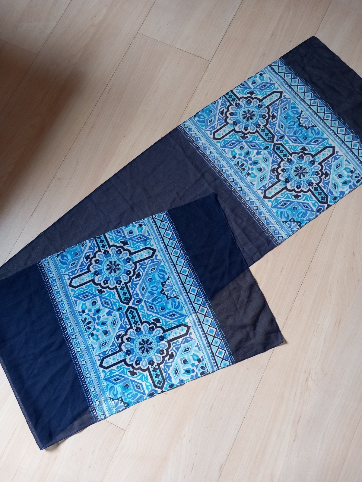blauw sjaaltje shawl sjaal, Ophalen of Verzenden