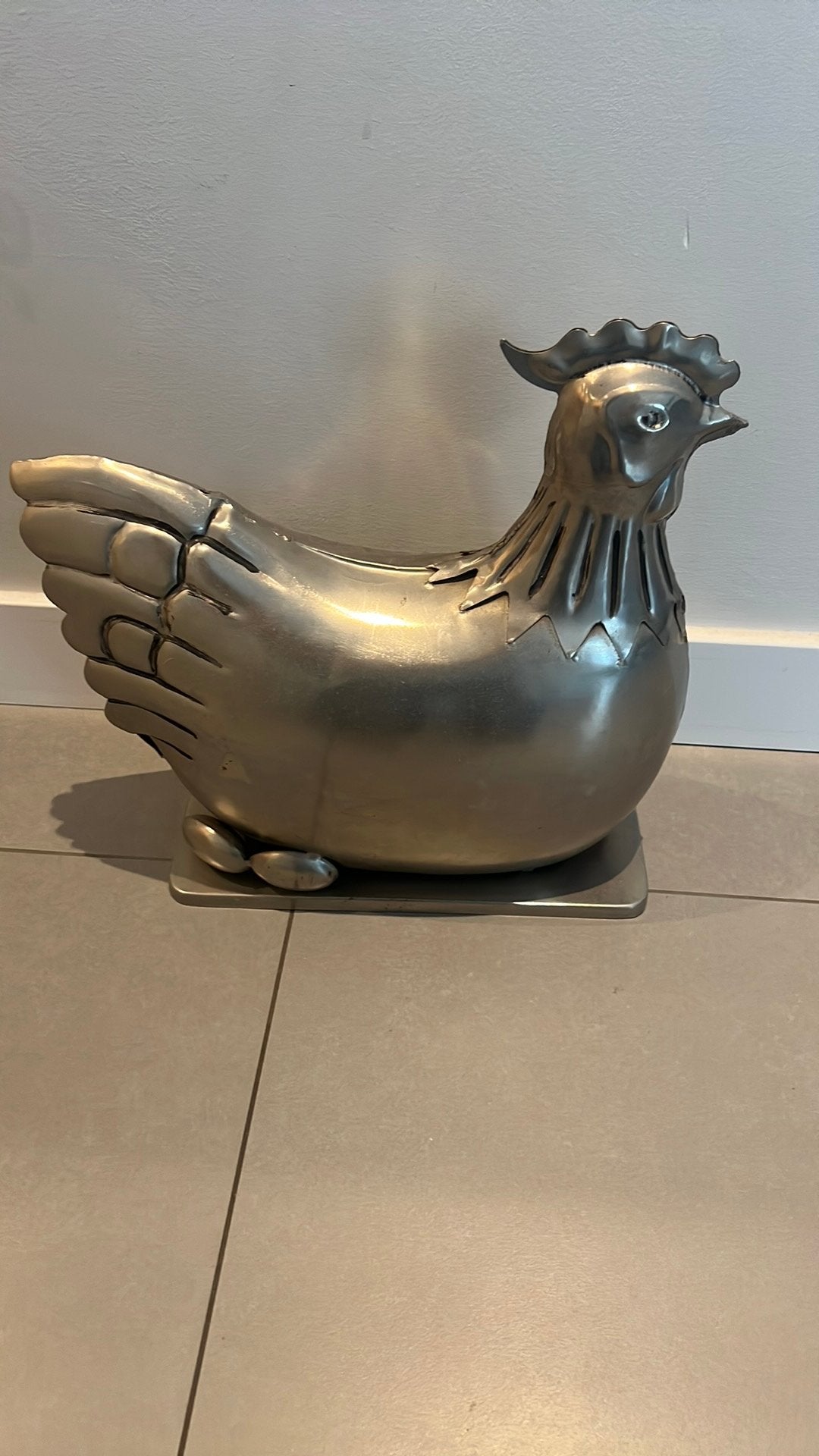 Kip zilverkleurige decoratie, Huis en Inrichting, Ophalen of Verzenden, Zo goed als nieuw
