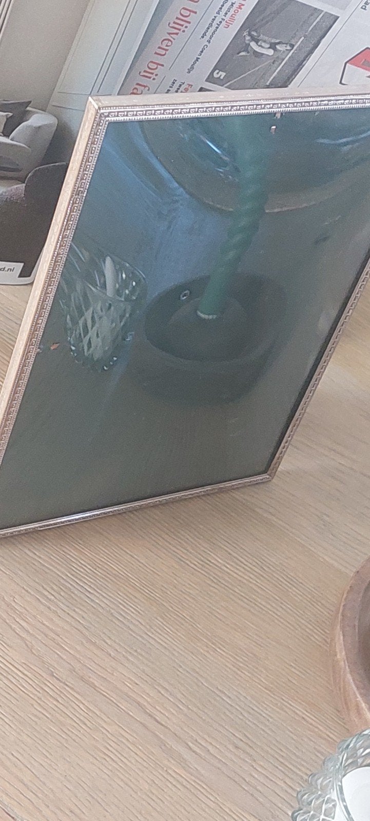 OUDE GROTE FOTOLIJST MET BOLGLAS JYDEN  FOTO-LIJST, Antiek en Kunst, Ophalen of Verzenden