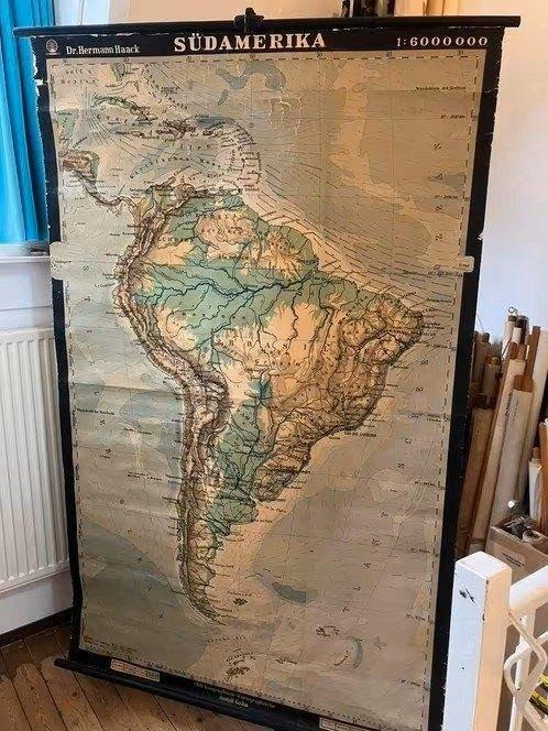 Schoolkaart Zuid Amerika, Antiek en Kunst, Antiek | Schoolplaten, Ophalen of Verzenden, Aardrijkskunde