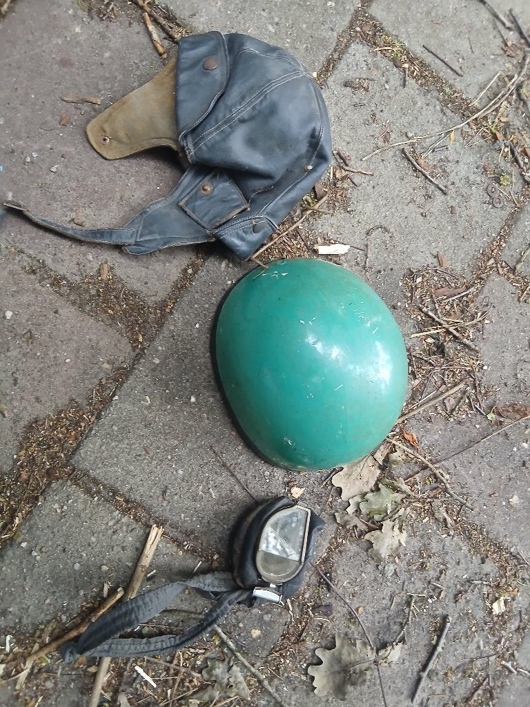 Oude solex helm leren cap en bril, Ophalen of Verzenden, Gebruikt, Overige