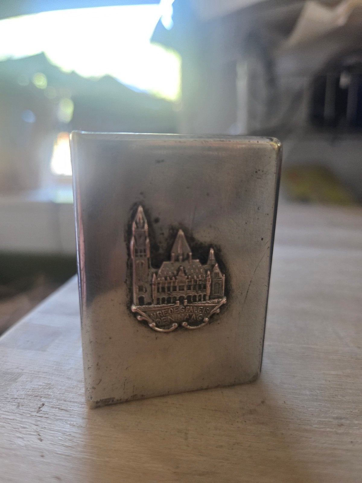 Vintage  lucifersdoosje met reliëf Vredespaleis Den Haag, Ophalen of Verzenden