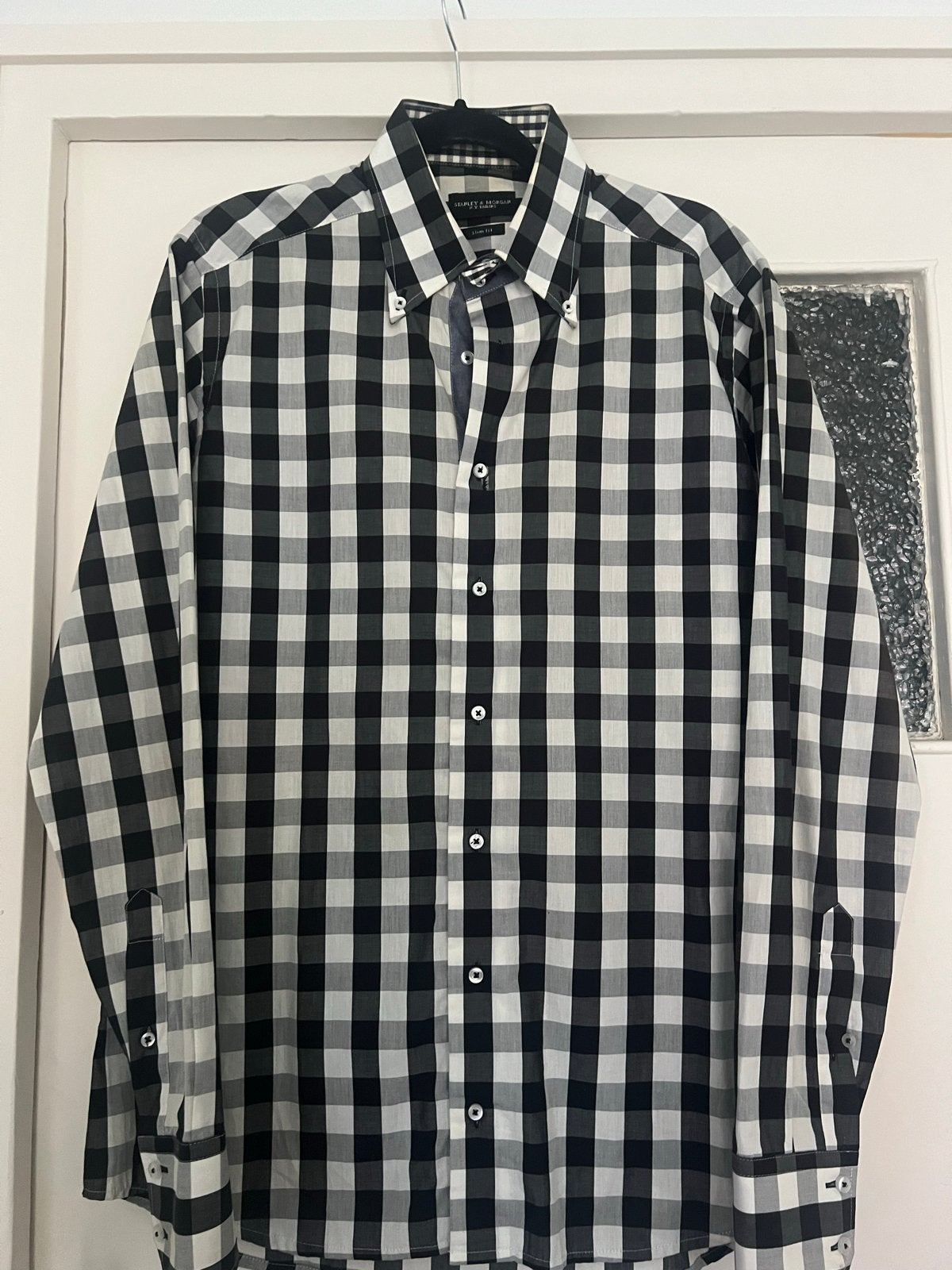 Stanley Morgan Slim Fit Overhemd Maat 42, Kleding | Heren, Ophalen of Verzenden, Zo goed als nieuw, Zwart, Halswijdte 41/42 (L)