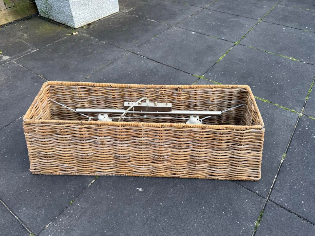 Rotan lampenkappen en mand - set van 3, Ophalen, Gebruikt, Overige vormen, Bruin