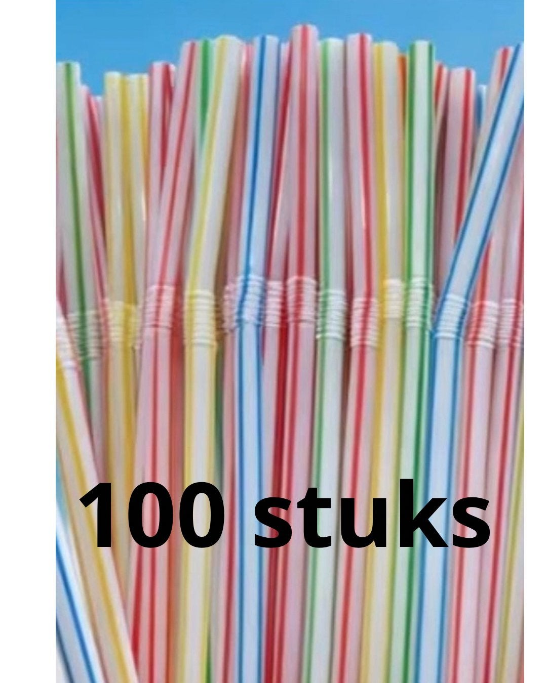 100 stuks Buigzame Rietjes - Meerkleurig, Overige typen, Kunststof, Nieuw, Ophalen of Verzenden