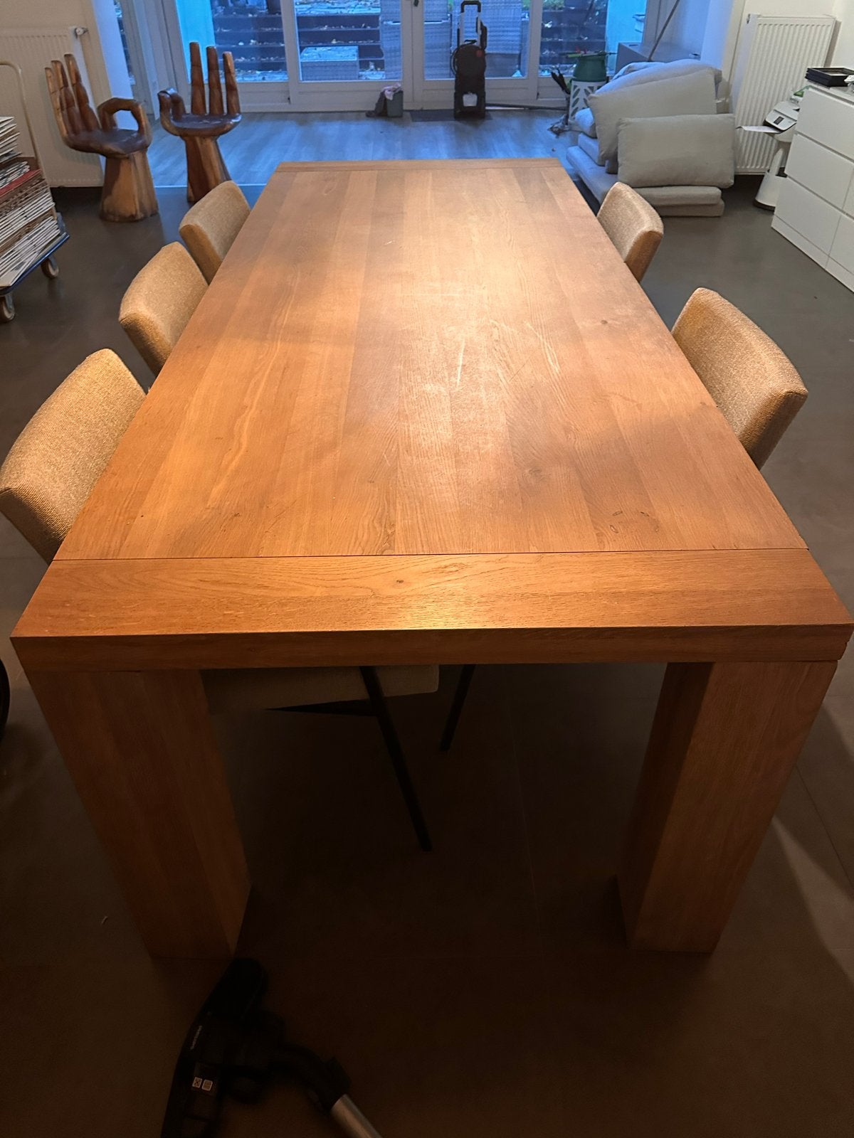 Massief eiken eettafel - 250x100 cm - Modern design, Huis en Inrichting, Ophalen, Gebruikt, Eikenhout, 200 cm of meer