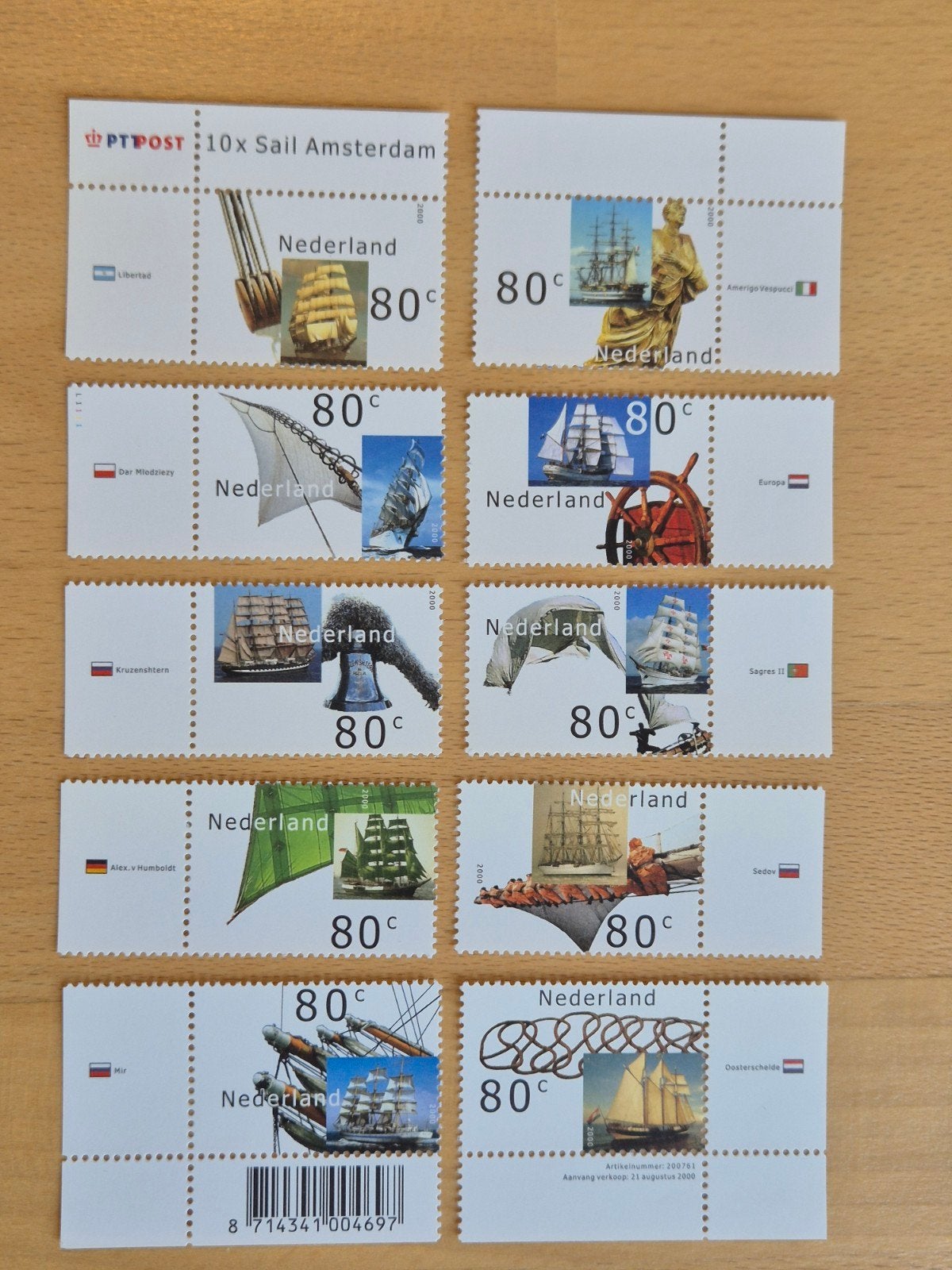 Nederland 2000 Sail Amsterdam, Ophalen of Verzenden, Na 1940, Postfris