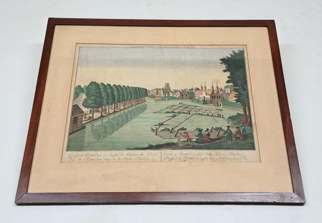 Gesigt te Rotterdam Opticaprent uit ca 1765, Antiek en Kunst, Kunst | Etsen en Gravures, Ophalen of Verzenden