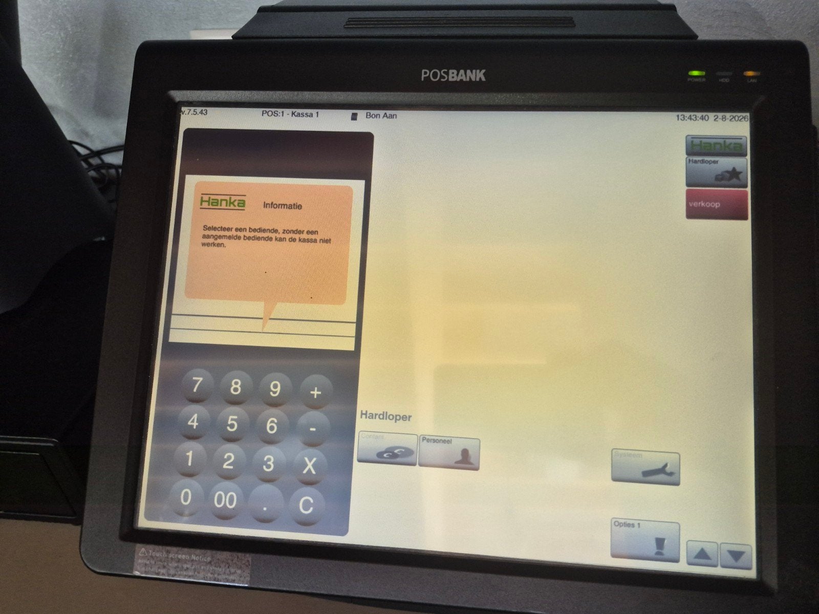 POSBANK Kassa met touchscreen en bonprinter, Computers en Software, Ophalen of Verzenden, Gebruikt