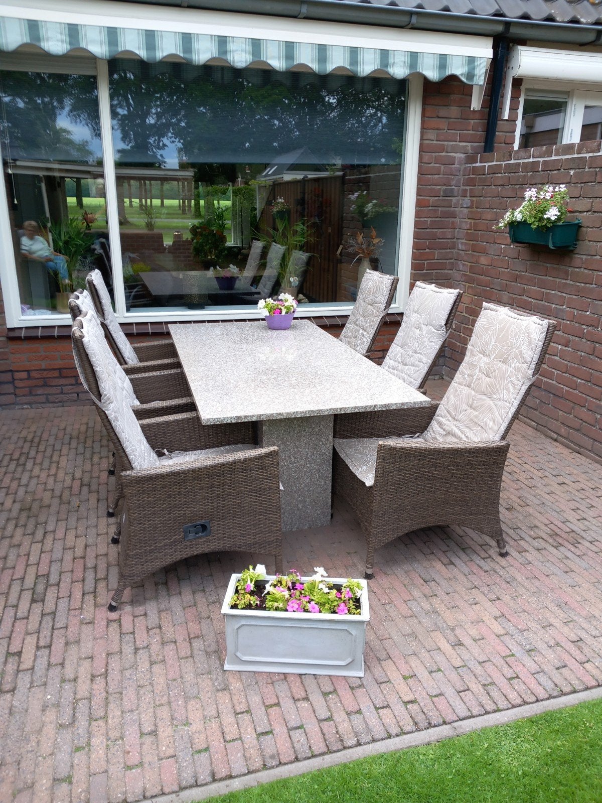 6 verstelbare wicker stoelen met kussens., Tuin en Terras, Tuinsets en Loungesets, Ophalen, Gebruikt, Wicker