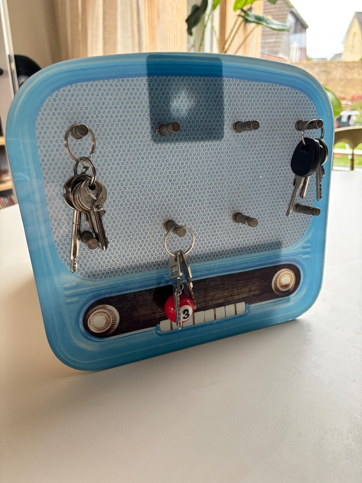 Sleutelrekje in retro radio design - Blauw, Ophalen of Verzenden, Zo goed als nieuw, Blauw, Vintage