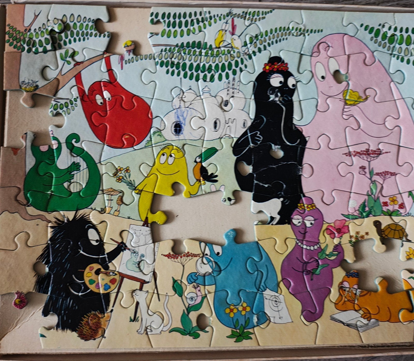 Vintage Puzzels Jaren '70 & '80 - Barbapapa, Smurfen e.a., Hobby en Vrije tijd, Ophalen of Verzenden, Minder dan 500 stukjes, Gebruikt