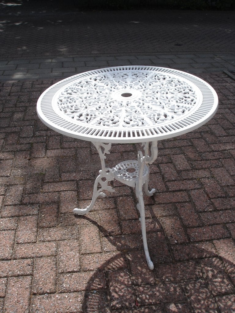 Tuintafel Ø 74x71 cm gietaluminium wit, Tuin en Terras, Tuintafels, Ophalen, Gebruikt, Rond, Aluminium