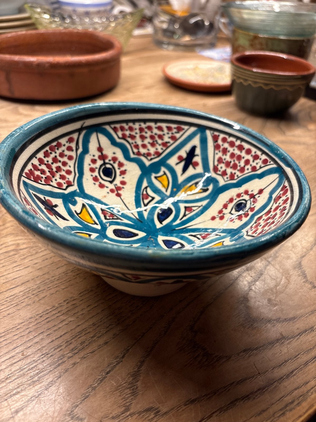 Handgeschilderde Marokkaanse kom - 17 cm diameter, Ophalen