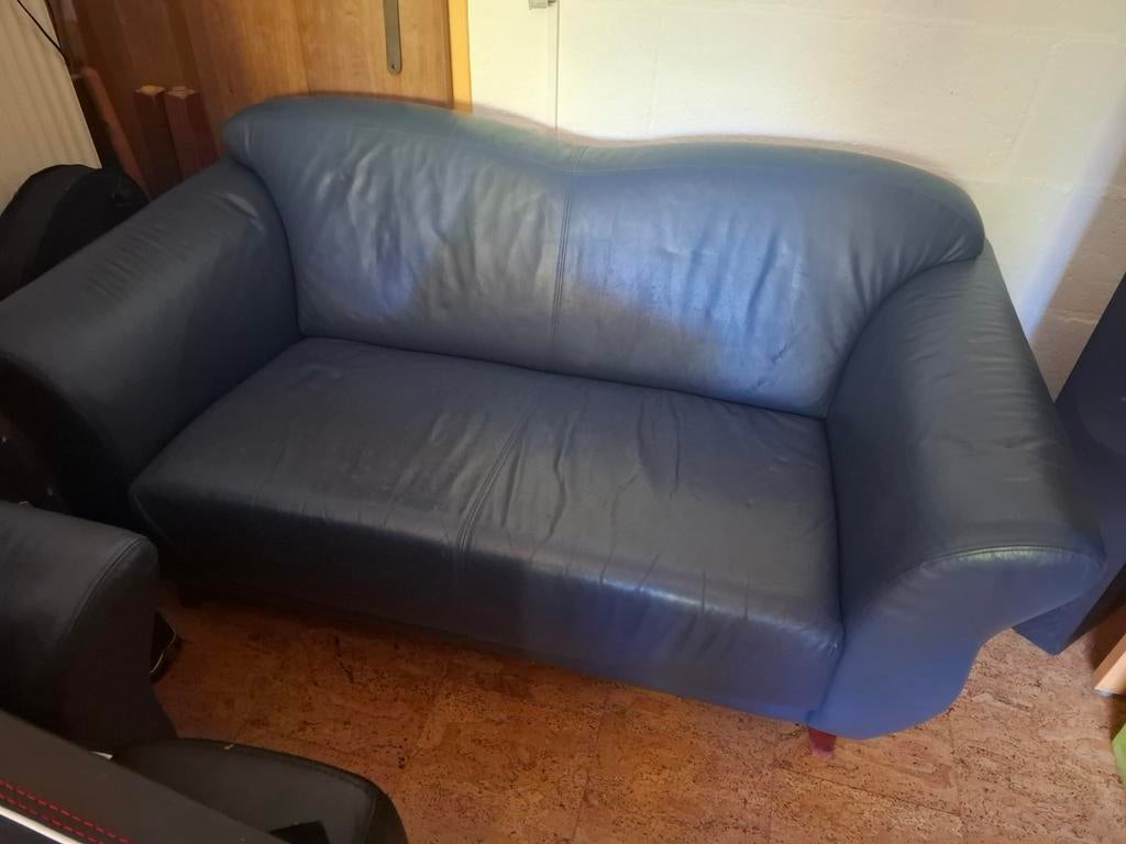 2 x 2- zits leren bankjes Montel, Huis en Inrichting, Banken | Bankstellen, Ophalen, Gebruikt, 150 tot 200 cm, Tweepersoons