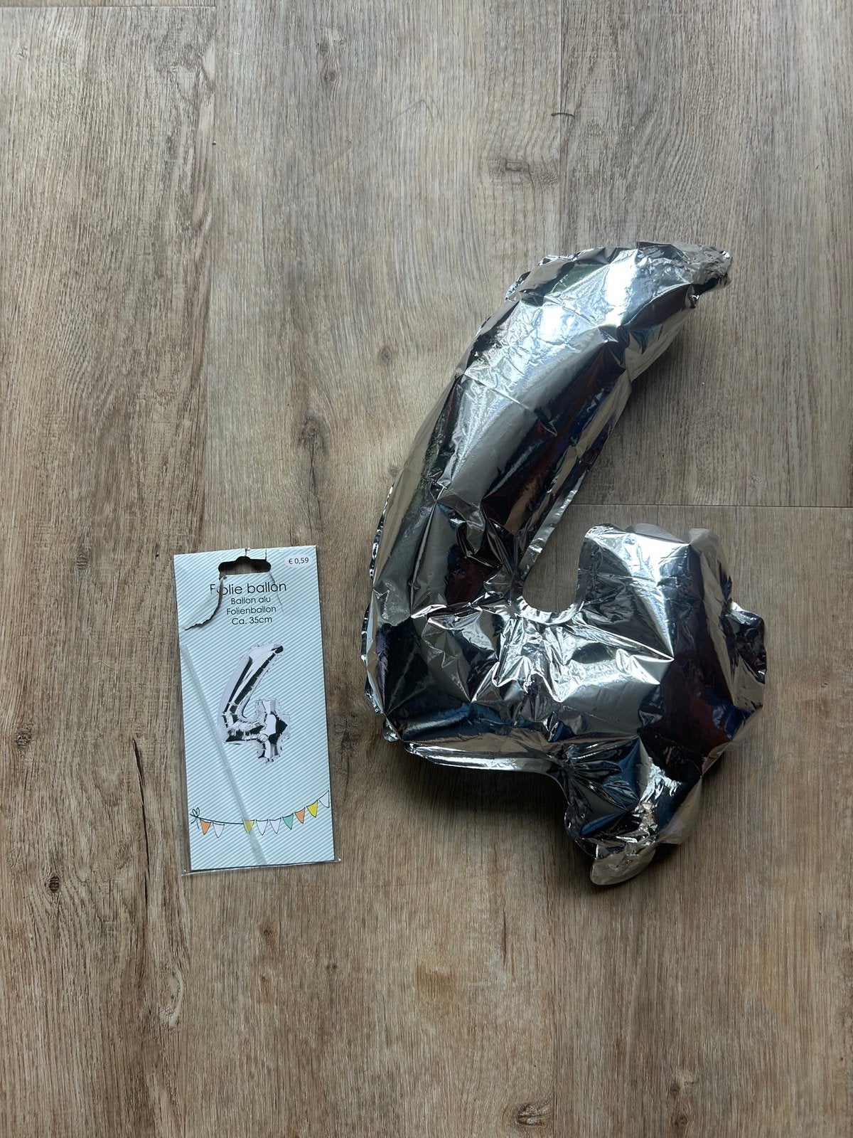 Cijferballon 4, Ophalen of Verzenden, Gebruikt, Versiering, Verjaardag