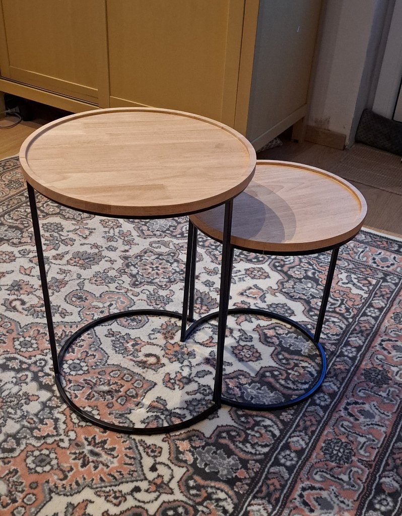 Tafeltjes, Huis en Inrichting, Tafels | Bijzettafels, Overige materialen, Minder dan 55 cm, Rond, Zo goed als nieuw
