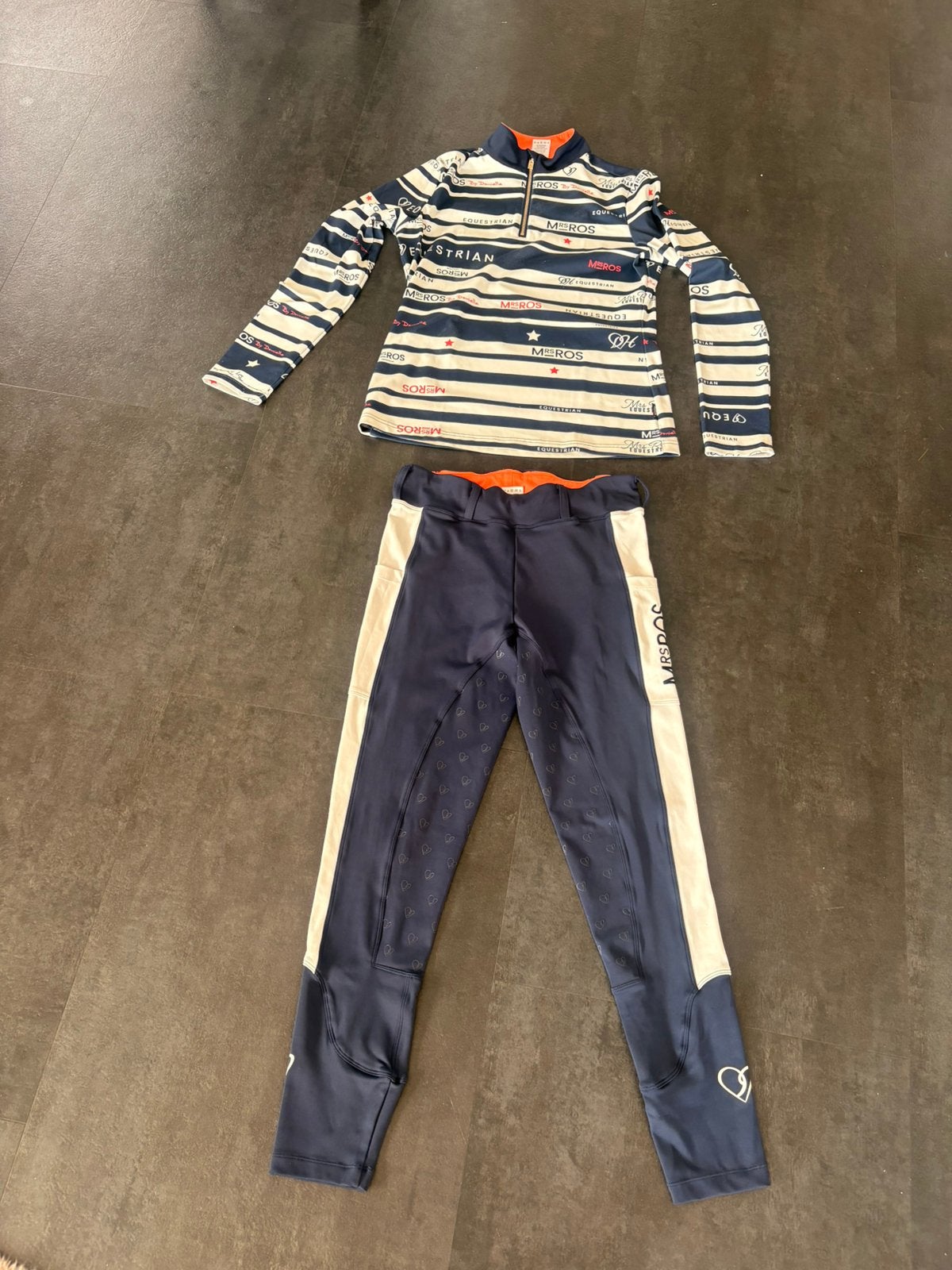 Mrs ros blauw wit setje maat m, Ophalen of Verzenden, Zo goed als nieuw, Dressuur