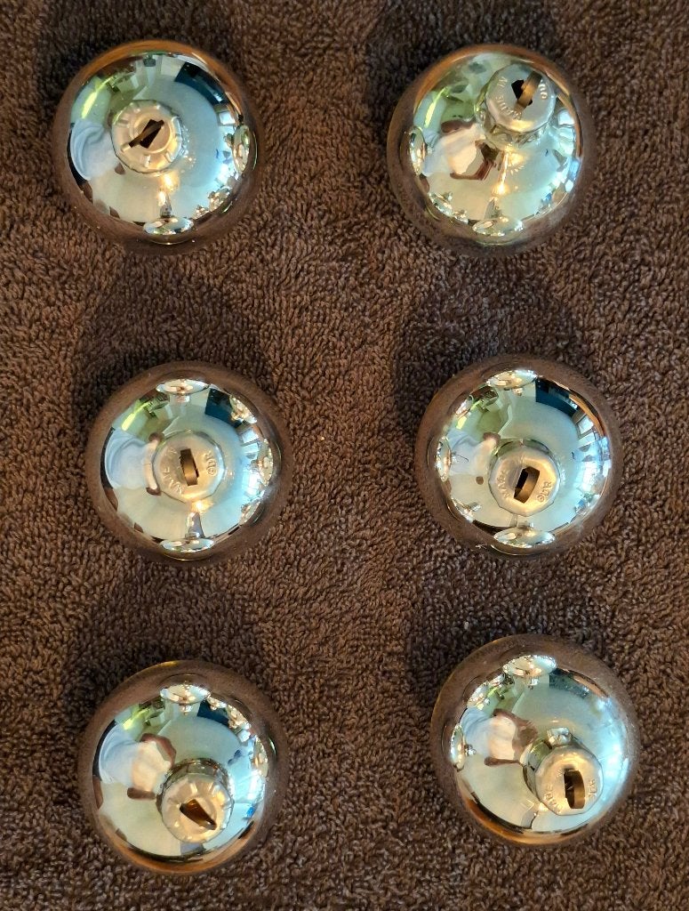 Set van 6 vintage zilveren glazen kerstballen – DDR / GDR, Ophalen of Verzenden