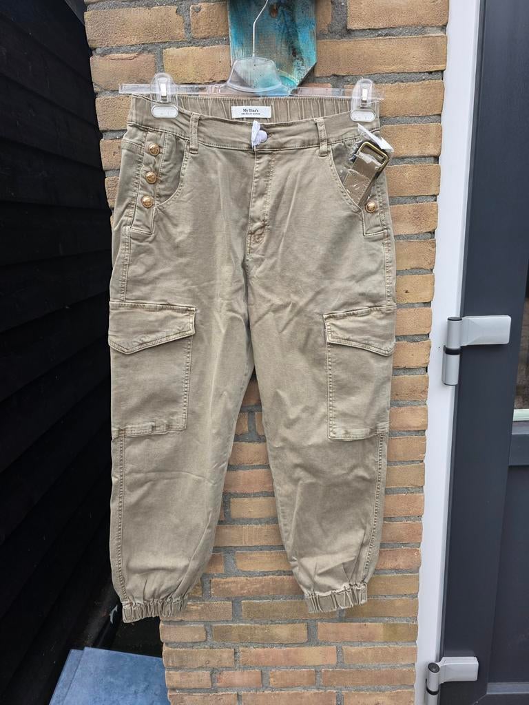 My Tina's Premium Denim Cargo Broek - Maat XL, Kleding | Dames, Ophalen, Beige, Maat 46/48 (XL) of groter, My Tina's