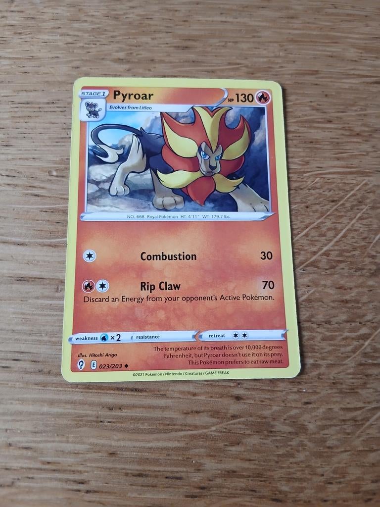 Pokémon Kaart Pyroar 023/203 - Zo goed als nieuw, Ophalen of Verzenden, Zo goed als nieuw, Losse kaart