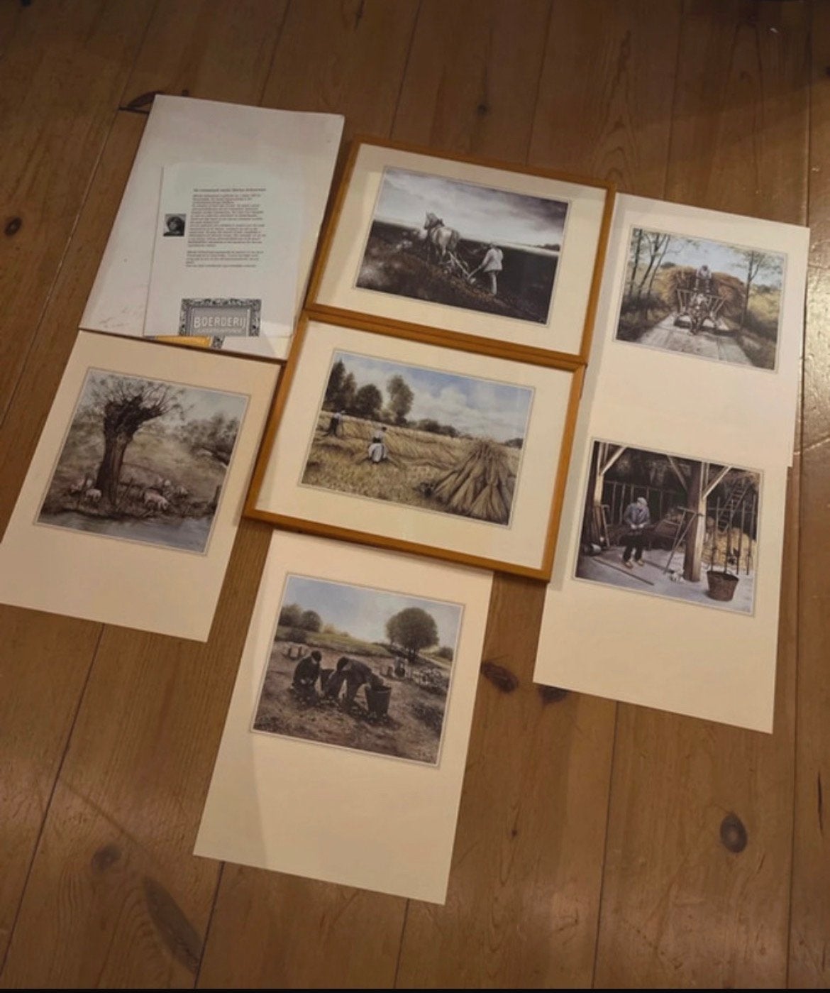 Marianne Schuurman - Boerderij (6 prenten), Realistisch, Ophalen of Verzenden, Landschap, Print