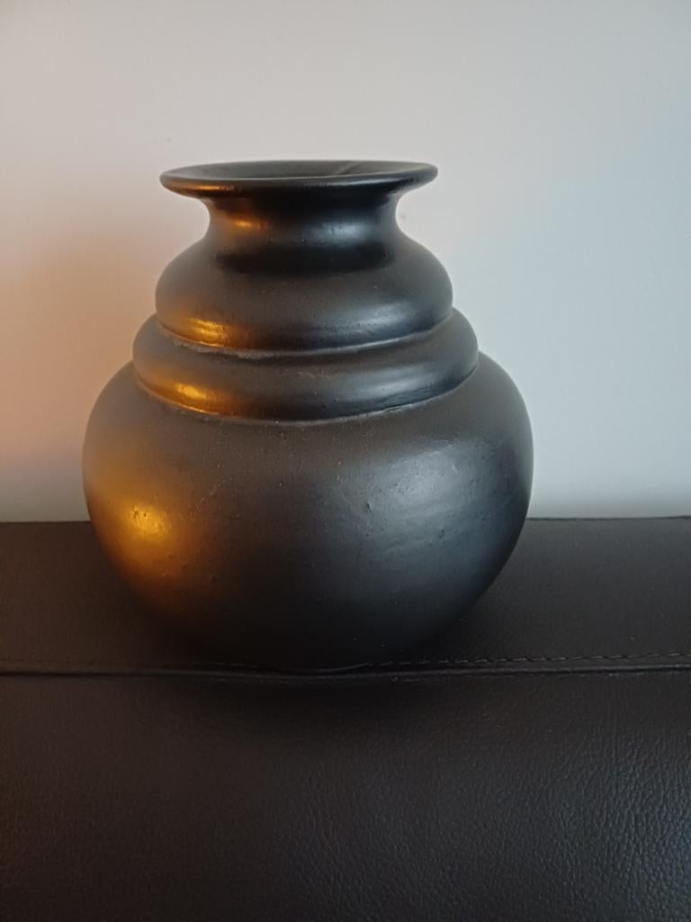 Art deco Groninger aardewerk vaas, Adco  zwart glazuur, Ophalen of Verzenden