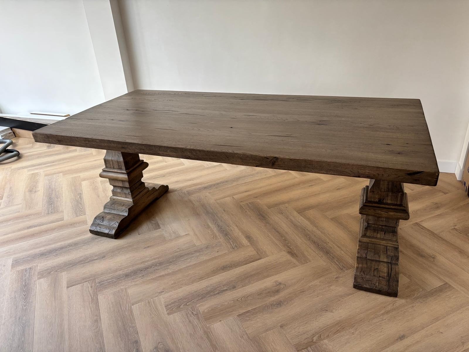 Massieve eiken kloostertafel robuust , stijlvol en landelijk, Ophalen, 100 tot 150 cm, Landelijk, Robuust, Kloosterstijl, Eikenhout